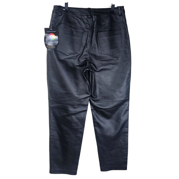 Vintage 90s Newport News Jeanology Black Leather Pants 14 Baddie Deadstock NWT - Picture 2 of 10